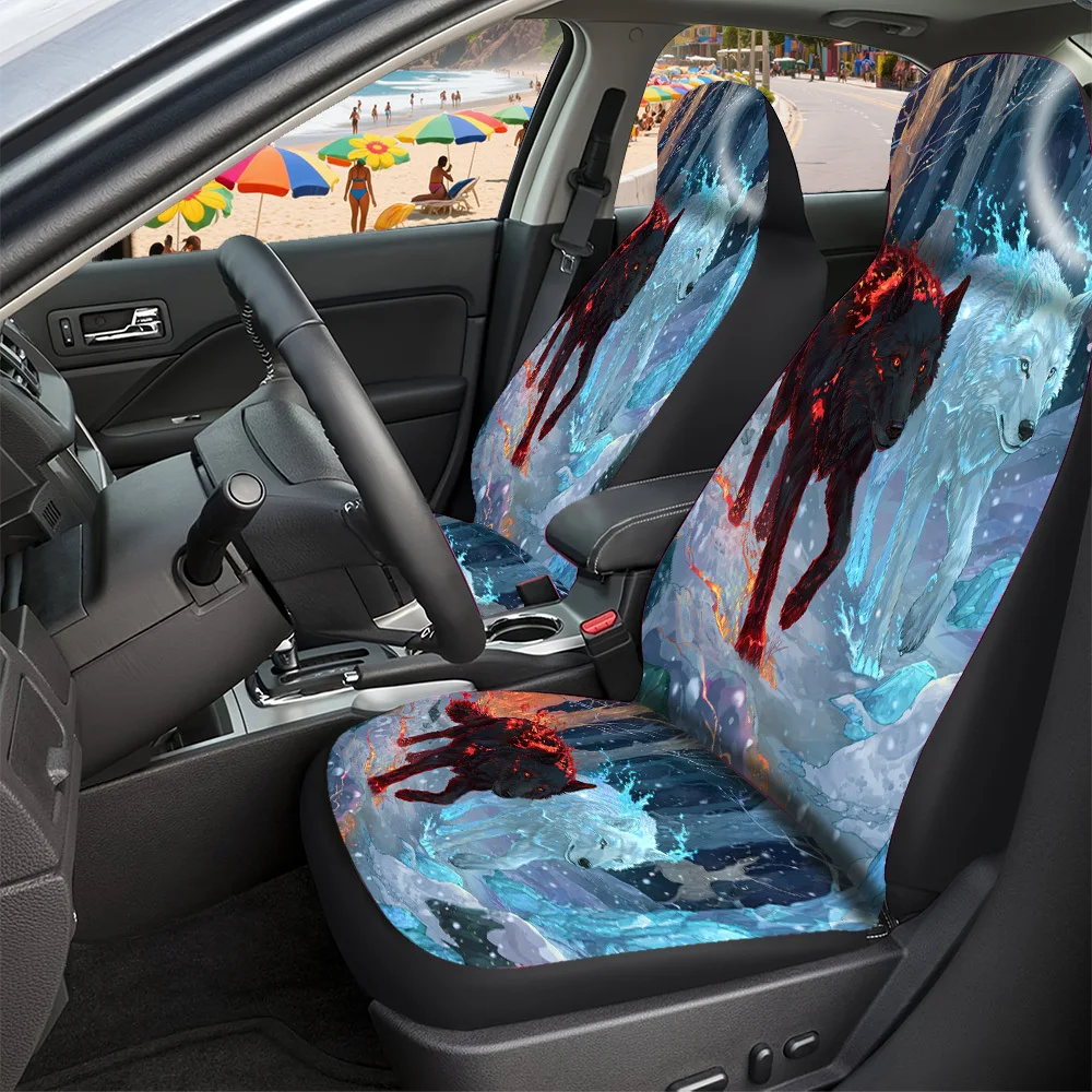 Car Seat Covers - Halloween Christmas New Year Easter Themed Wolves Forest Snow Design Premium Lucky Gift For Friends Fit For C