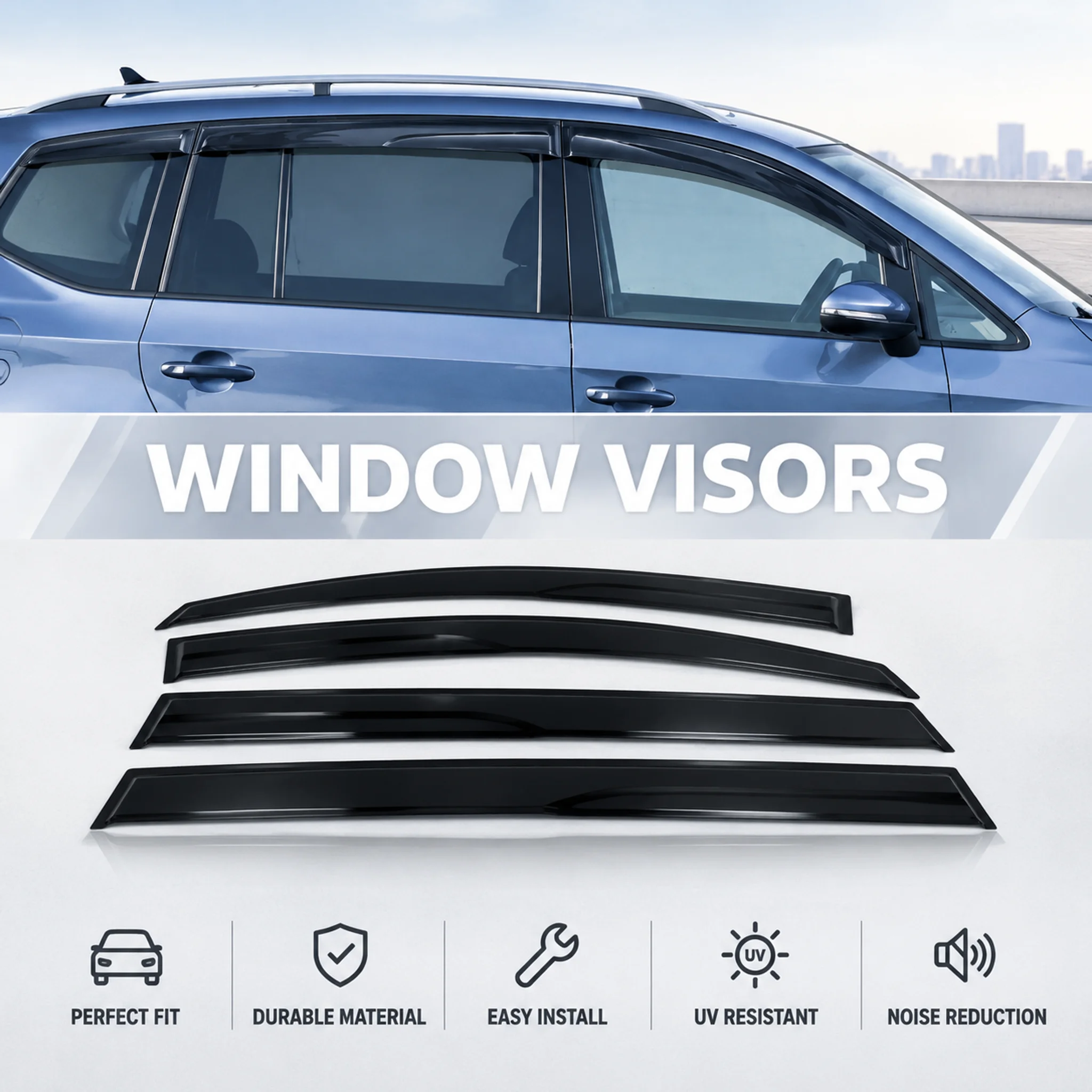 Per Volkswagen Touran 2003-2015 Deflettori per Finestrini Laterali, Parapioggia, Deflettori per Porte, Resistenti, Leggeri, in Acrilico, Protezione dalla Pioggia, Riduzione del Rumore del Vento,