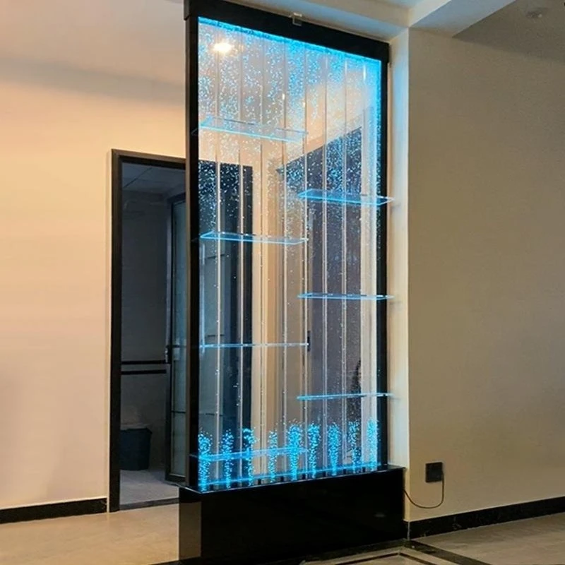 Living room water curtain wall dynamic screen barrier glass running water bubble partition wall