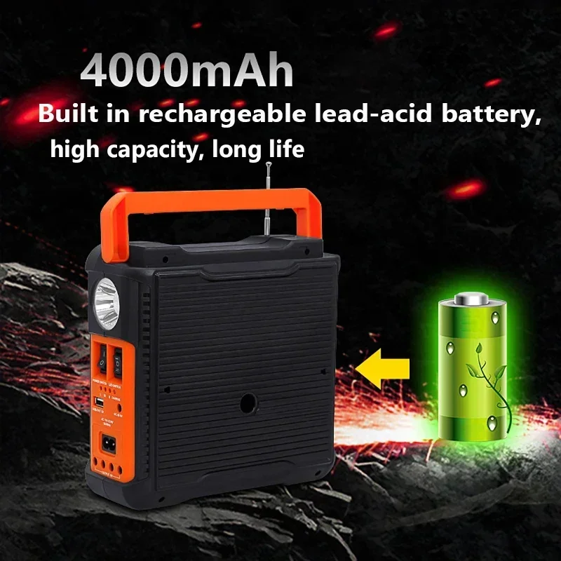 

Solar Light Solar Power Panel Generator Kit 3 LED Bulbs Bluetooth Radio Speaker Outdoor Camping Emergency Power Supply Charging