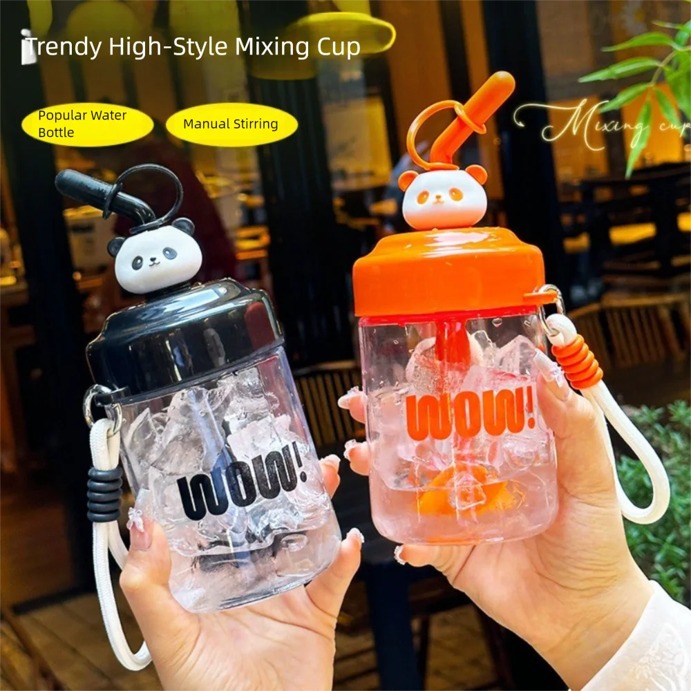 

Портативная стеклянная чашка для перемешивания, 400 мл, мультяшная соломенная чашка большой емкости, герметичная соломенная пылезащитная крышка, вакуумная чашка для путешествий