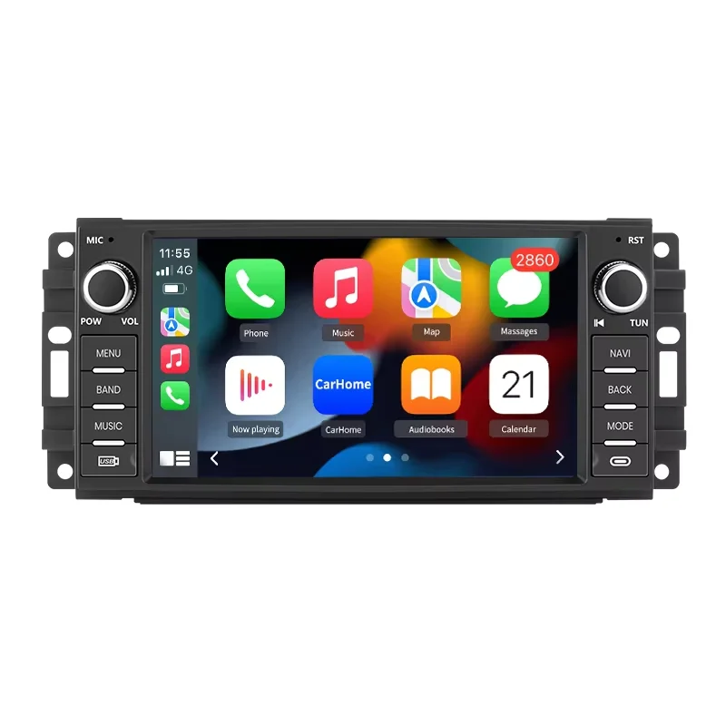 Junsun 7-Zoll Wireless CarPlay Android Auto Autoradio für Jeep Wrangler Grand Cherokee Patriot Compass Chrysler 300C Dodge Caliber GPS-Navigation Multimedia-Player WiFi DSP RDS BT SWC IPS-Touchscreen
