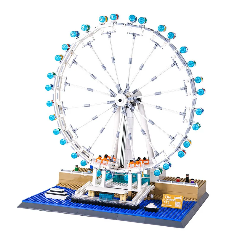 Creative City Landmark England London Eye Building Block Ferris Wheel Construction Model Brick Modern Architecture Toy For Gift