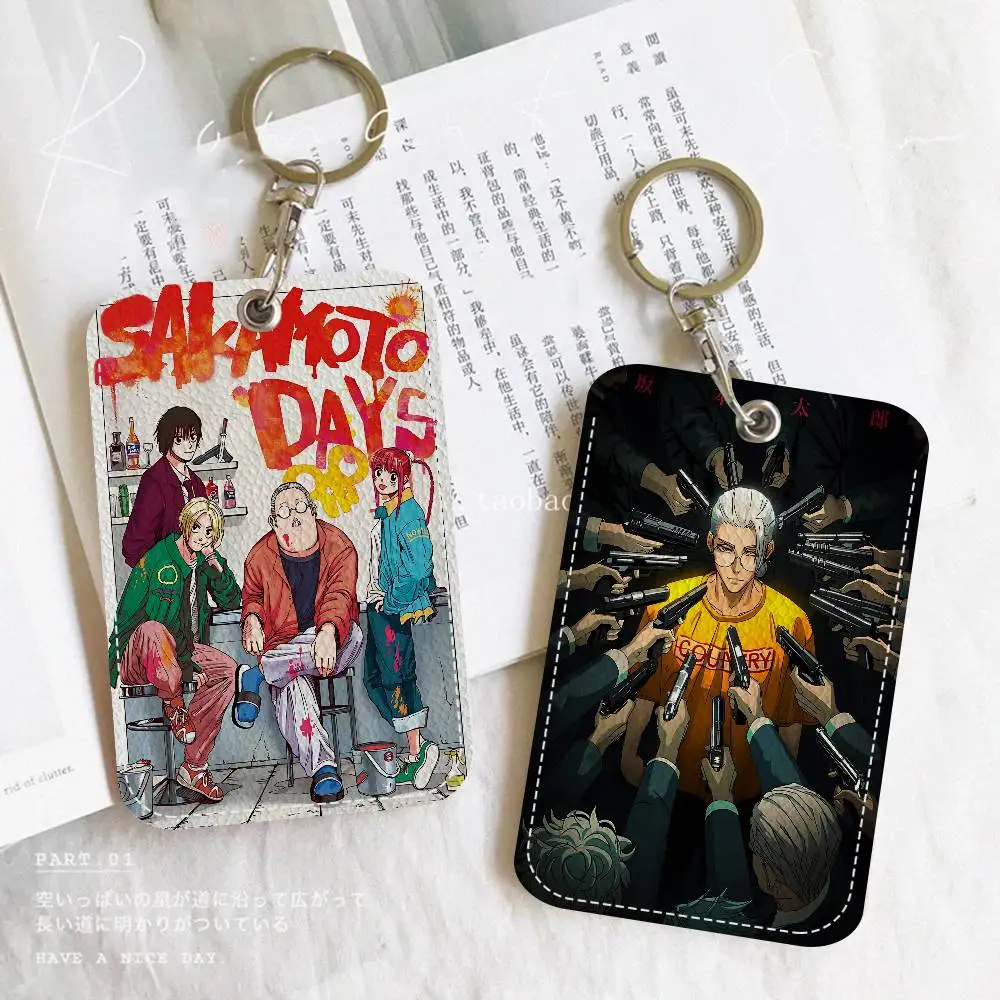Sakamoto Days Anime Style PU Access Card Holder with Keychain - Executive Protection for Bank card,Subway, Bus Card case