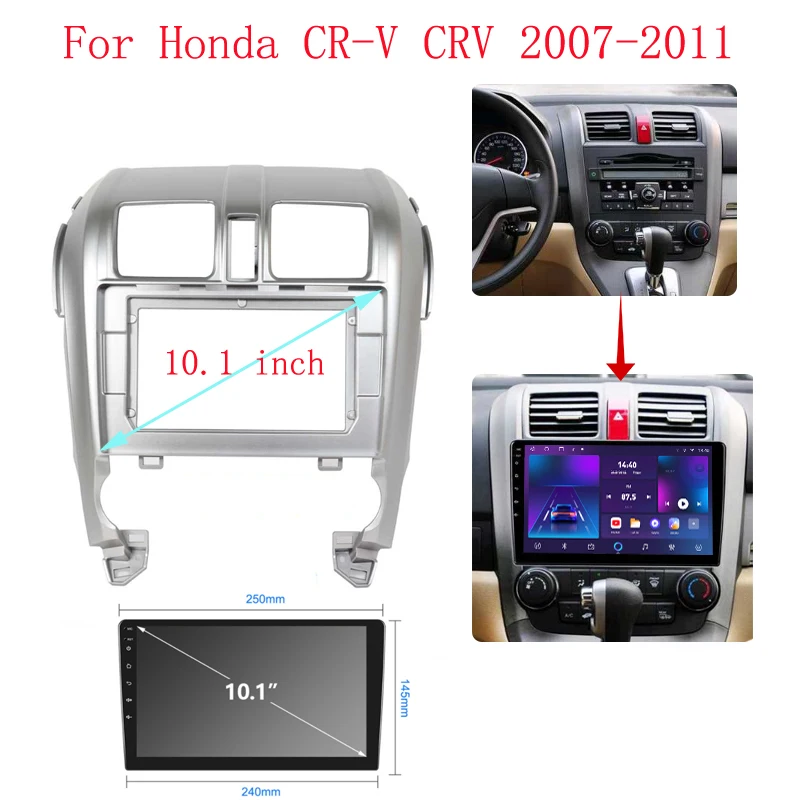 2 Din 10.1 Inch For Honda CR-V CRV 2007-2010 Car Radio Stereo Android MP5 Player Casing Frame 2Din Head Unit Fascia Dash Cover