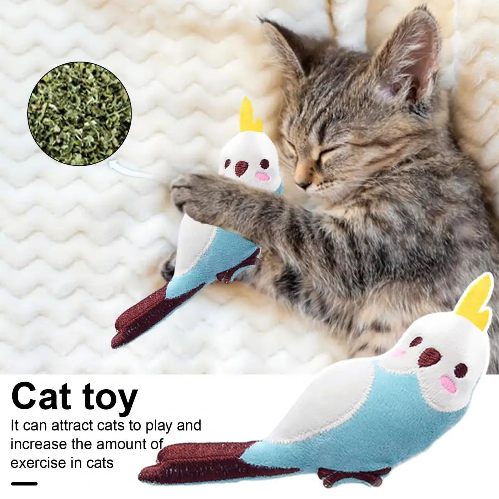 Plush Cat Toys for Biting Chewing Training Stress-relieving Plush Cat Toys Bird Design with Catnip for Teeth-grinding for Mental