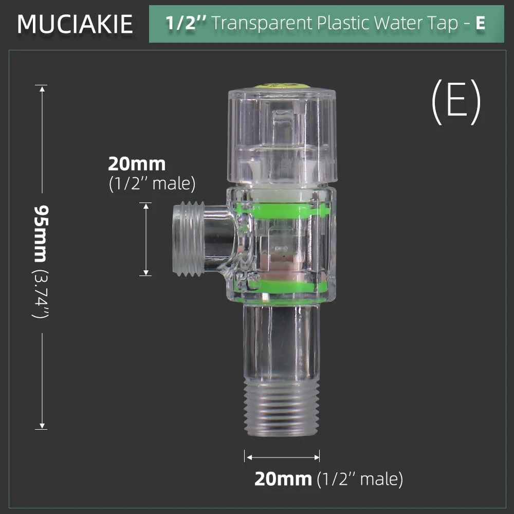 1PC Transparent Garden Water Tap 1/2\'\' 3/4\'\' Home Outdoor Plastic Faucet Irrigation Hose Bibb Washing Machine Valve for Kitchen