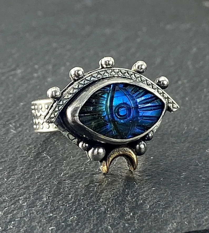 Cross-border wish Ring for sale Personality Creative Devil's Eye Set Turquoise ring