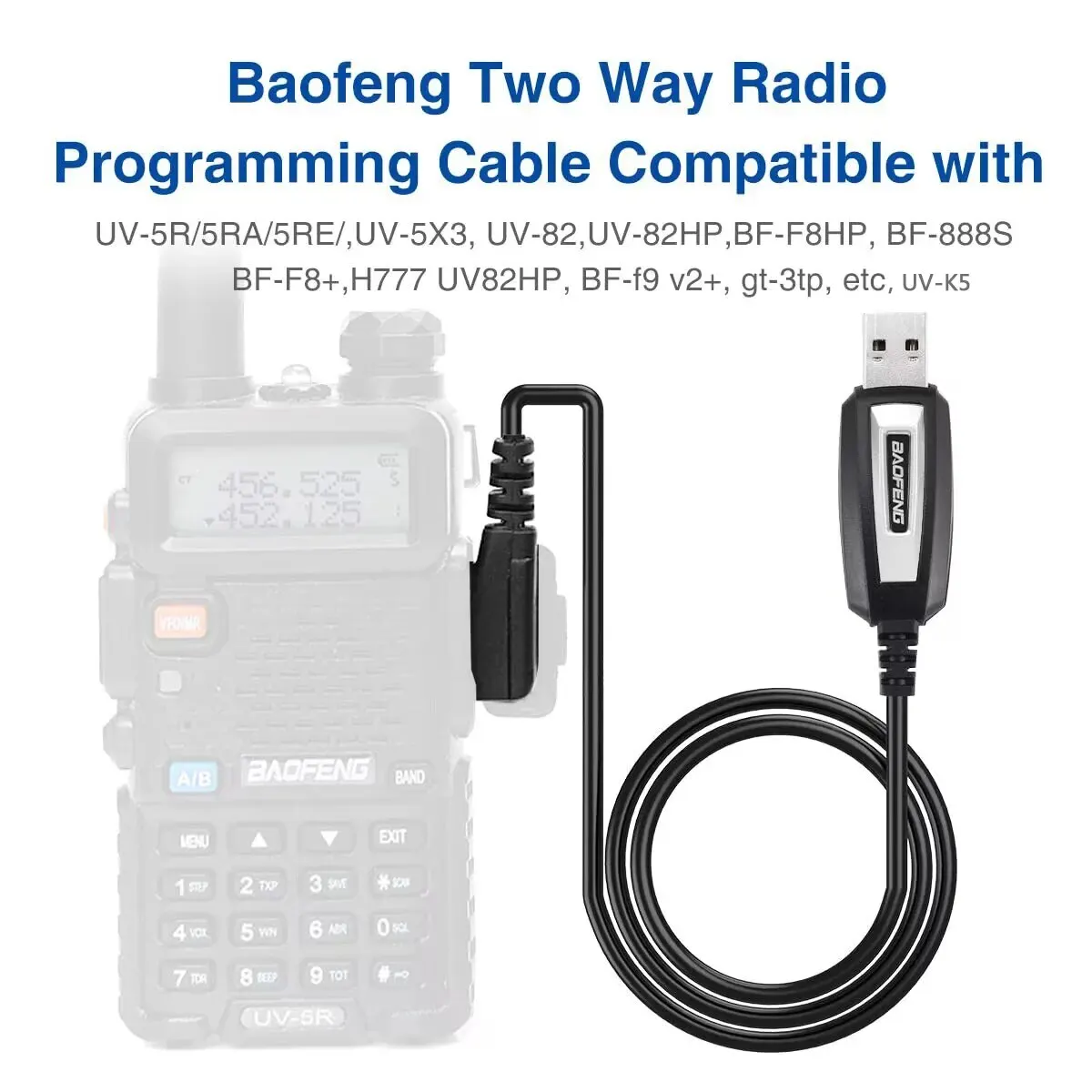Cable USB de programación para radios Baofeng UV-5R y Quansheng UV-K5 - imagen 2