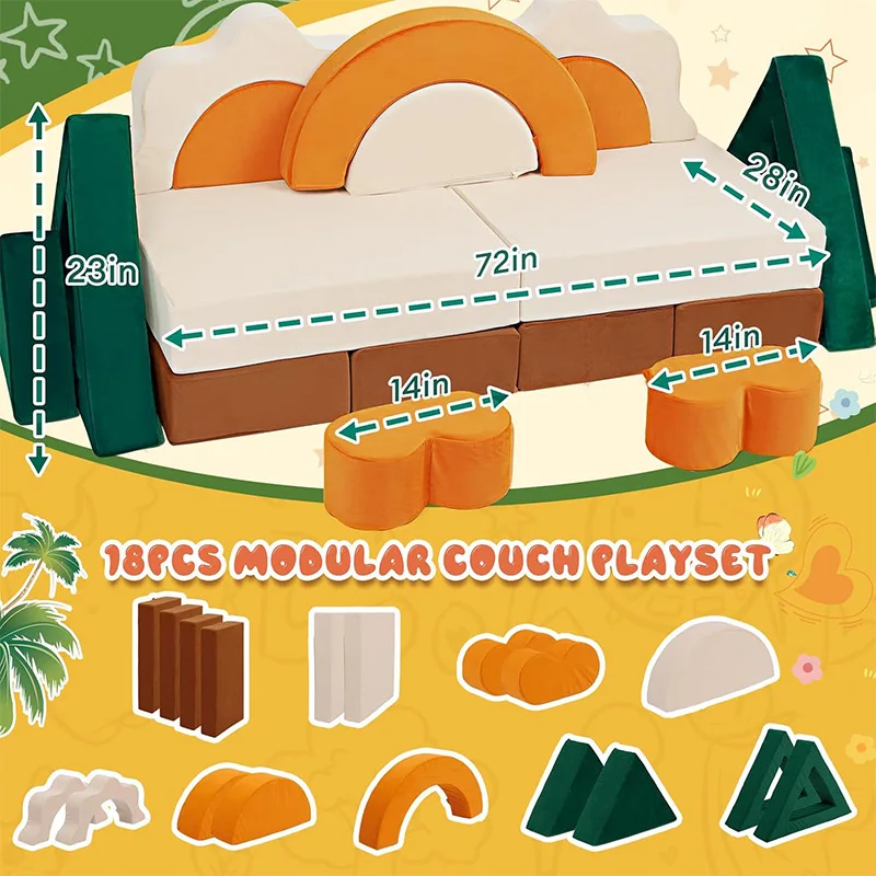 Children's game sofa Amazon custom high-density sponge sofa foam cushion puzzle floor combination sofa