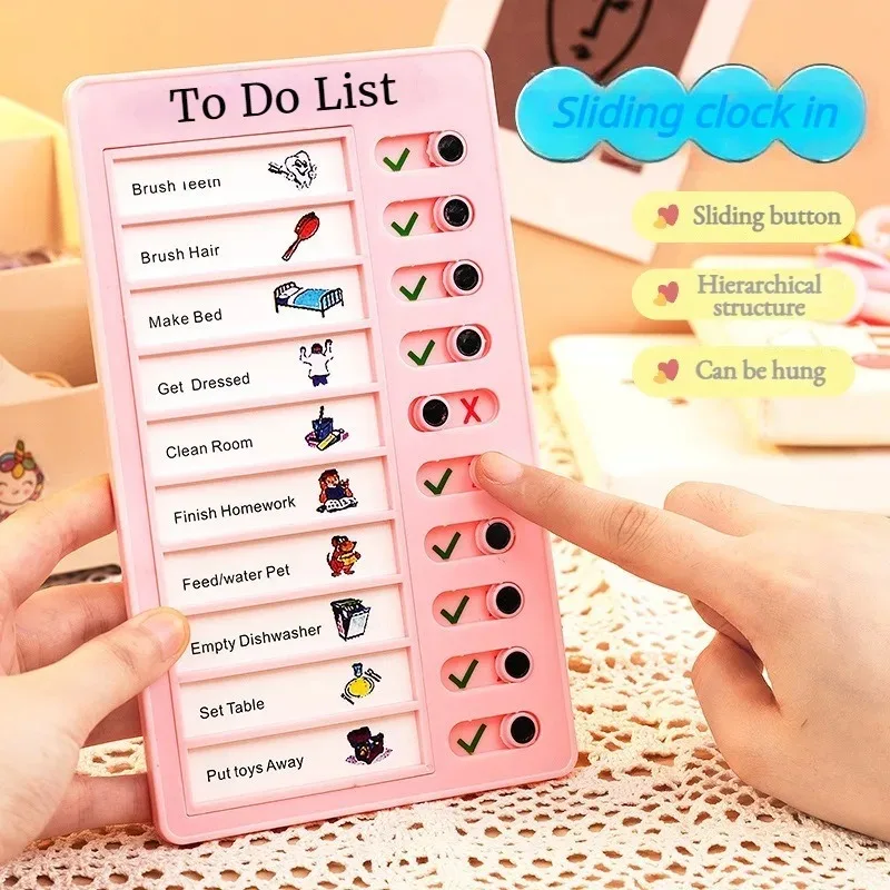 Tabla de tareas para niños opcional, tablero de lista de verificación de plástico con cartulina desmontable, lista de tareas para planificación de rutina, 20 piezas, 1 ud.