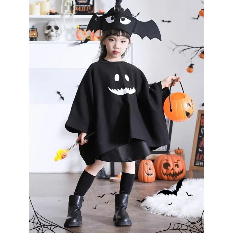 Disfraz de fantasma de Halloween para niños, conjunto de capa, traje de fiesta para niños y niñas en edad preescolar, Color puro