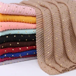Sciarpa Hijab in cotone a pois antirughe sciarpa luccicante stropicciata Glitter donna musulmana scialli velo fascia elastica Bandana
