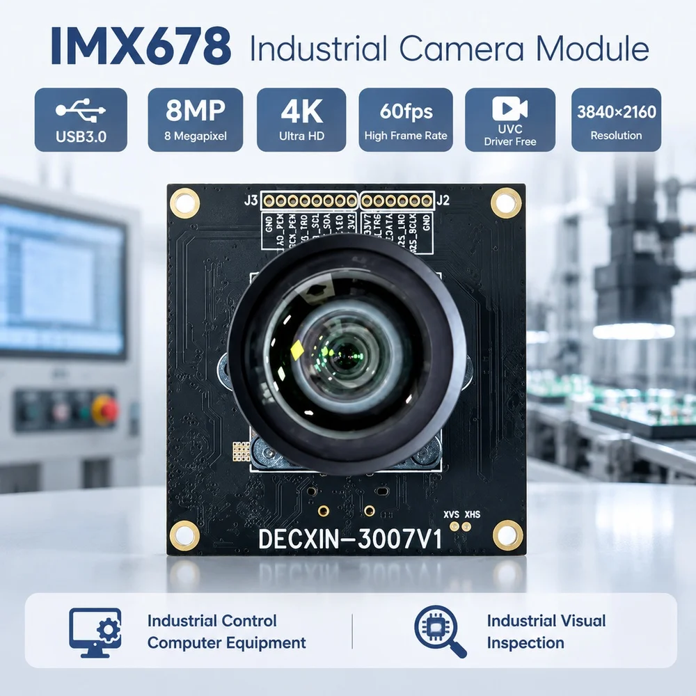 IMX678 Industrial Camera Module with USB3.0 8MP 4K HD 60fps UVC Driver Free 3840*2160 for Industrial Control Computer Equipment