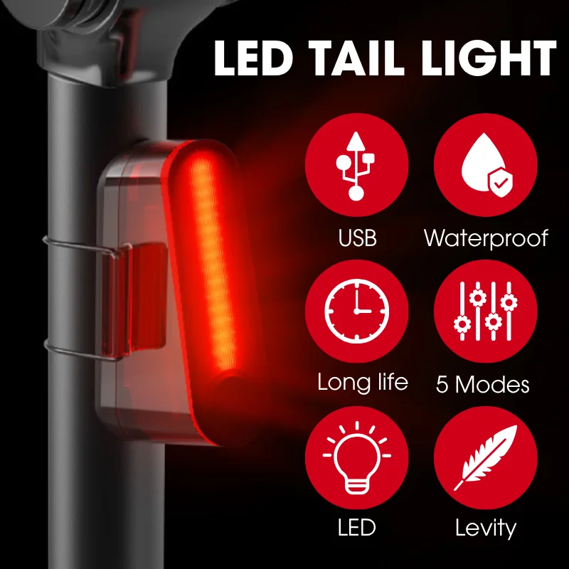 

2pc Bicycle Taillight MTB Road Bike Rear Light Type-C Rechargeable LED Night Riding Warning Light Lamp Tail Lantern