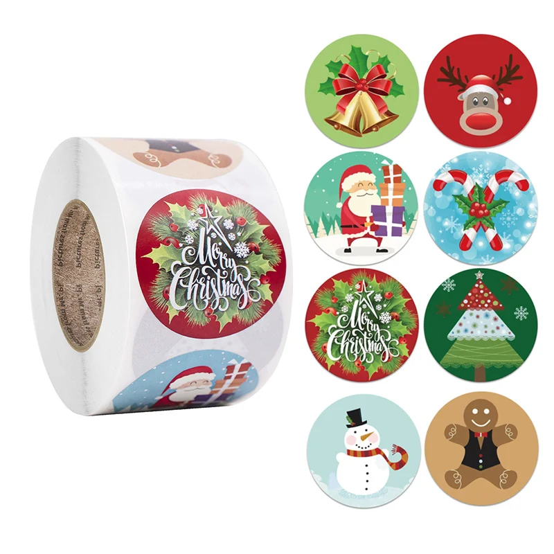 500Pcs Cute Animals Snowman Christmas Stickers Trees Decorative Stickers Wrapping Gift Box Label Christmas Tags Stickers