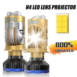 Bi LED H4 Projector Lens H4 High Low Beam Car Bulbs Canbus LED Auto Motorcycle LED Lamps With Lens Turbo Perfect Cut-off Line ﻿