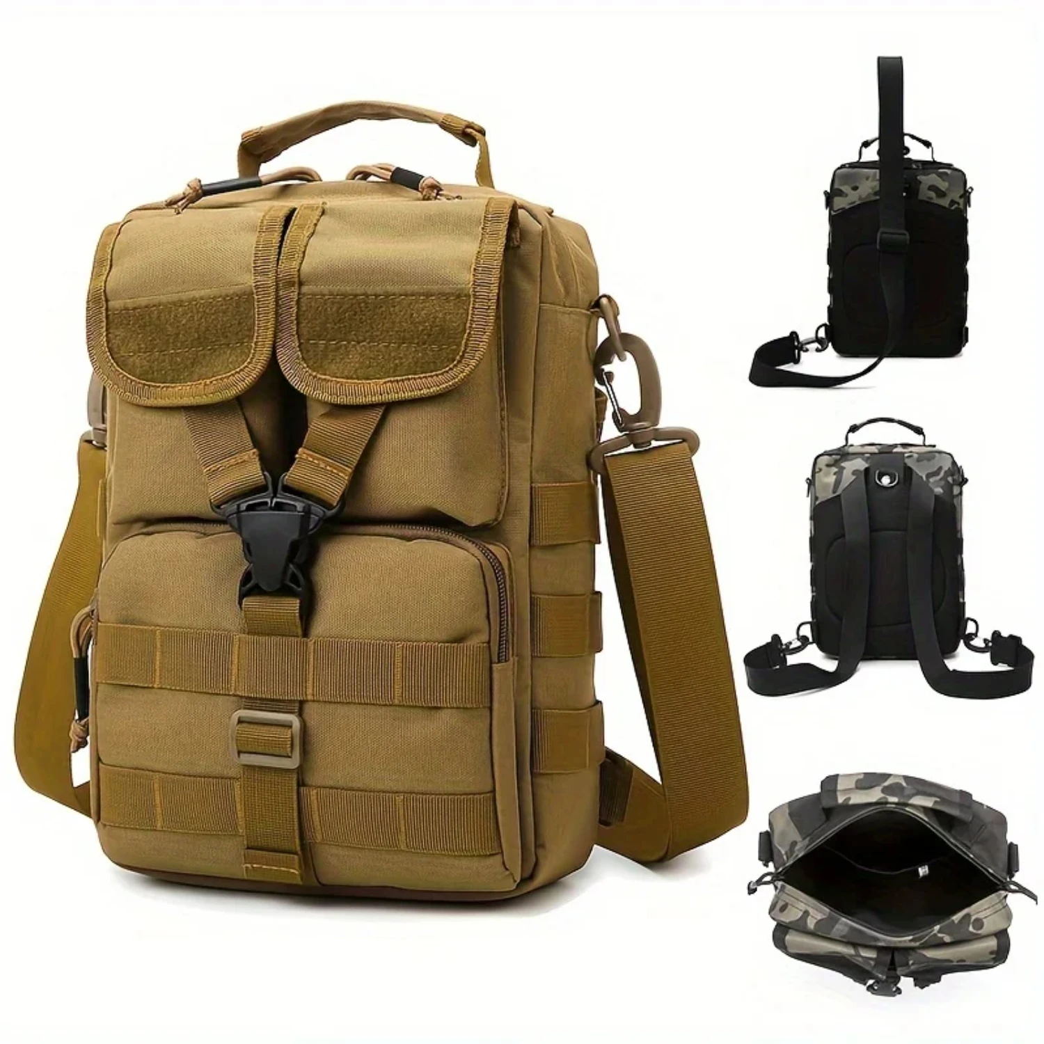 

Multifunctional Fishing Backpack Men Lure Cycling Tactical Chest Shoulder Crossbody Bags Outdoor Camping Climbing