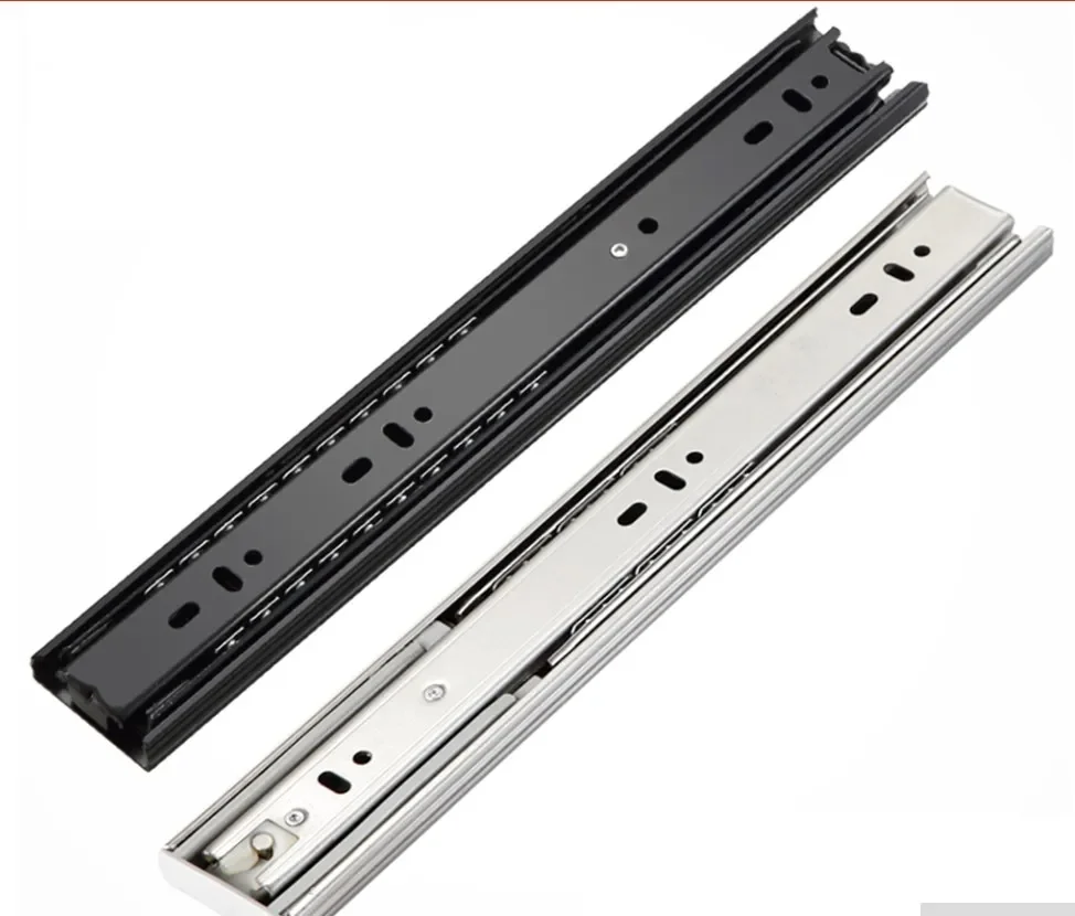 Drawer track drawer slide three rail drawer guide rail slide rail  furniture hardware fittings, slipway  2 pieces