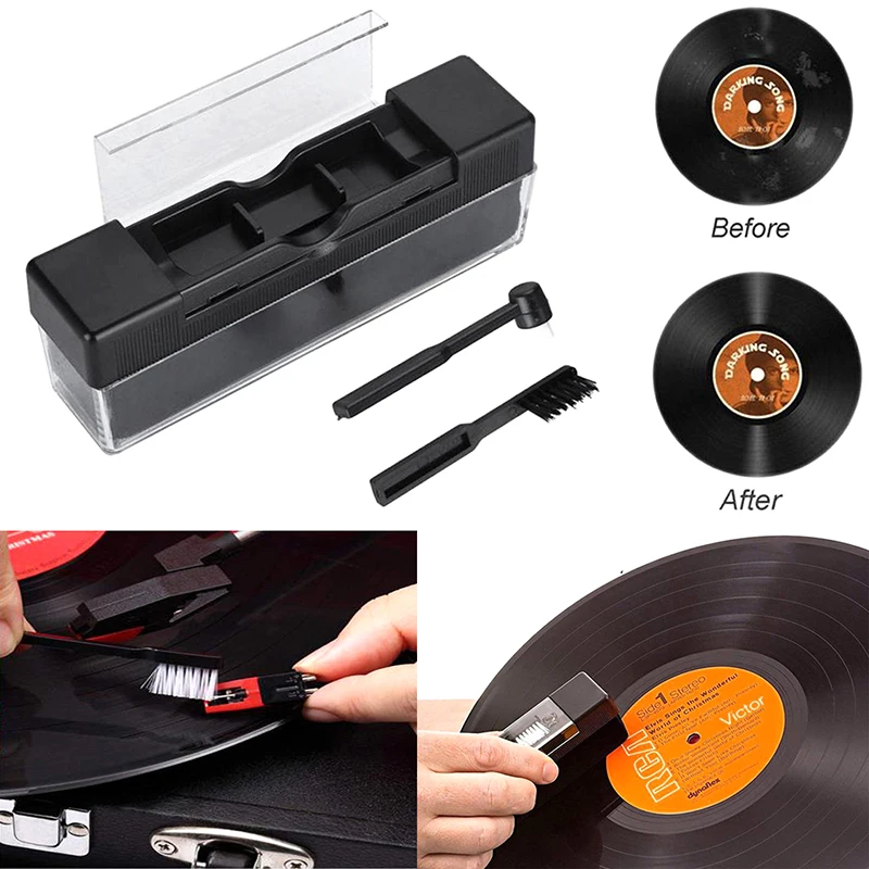 New#3Pcs Record Cleaning Brush Vinyl Record Cleaner Kit Cleaning Brush Dust Remover Kit Cleaning Brush Set For Turntables