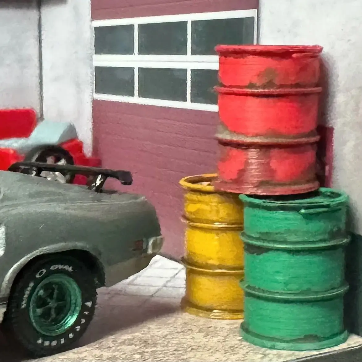 

1/64 ручная роспись модель из смолы миниатюрная фигурка моделирование гараж масляный бак бочка реквизит для сцены диорама