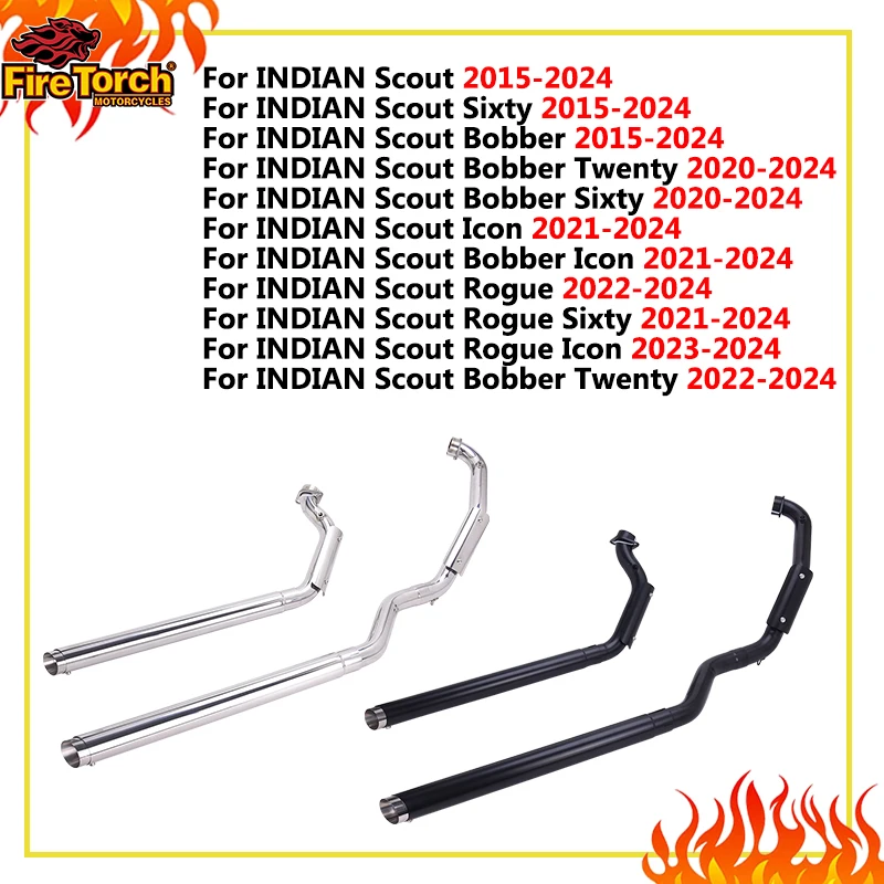 Sistema completo de escape para motocicleta, silenciador, tubo delantero y central para INDIAN Scout Sixty Bobber Icon Twenty Rogue Icon 2015 - 2024
