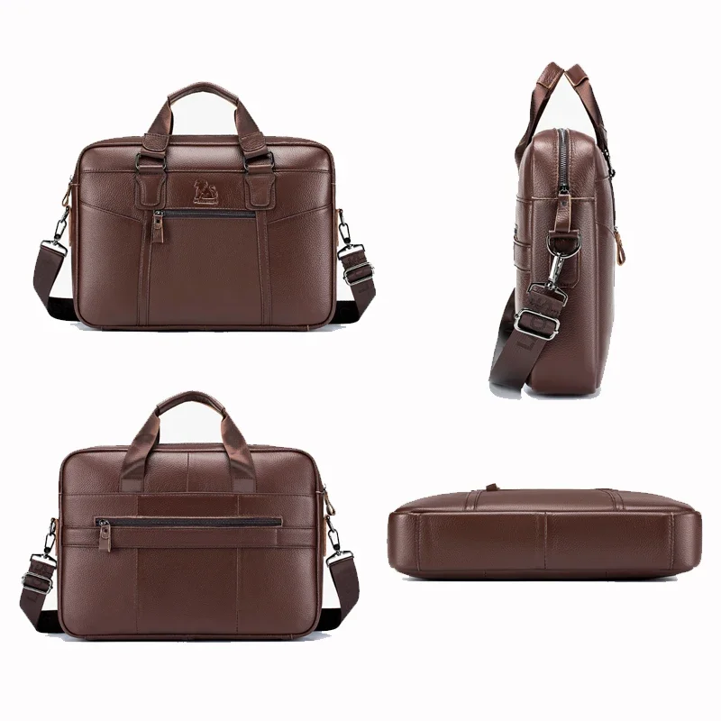 Large Capacity 15 Inch Computer Bag Cowhide Genuine Leather Men's Briefcase Business Can Shoulder Messenger Bag Men