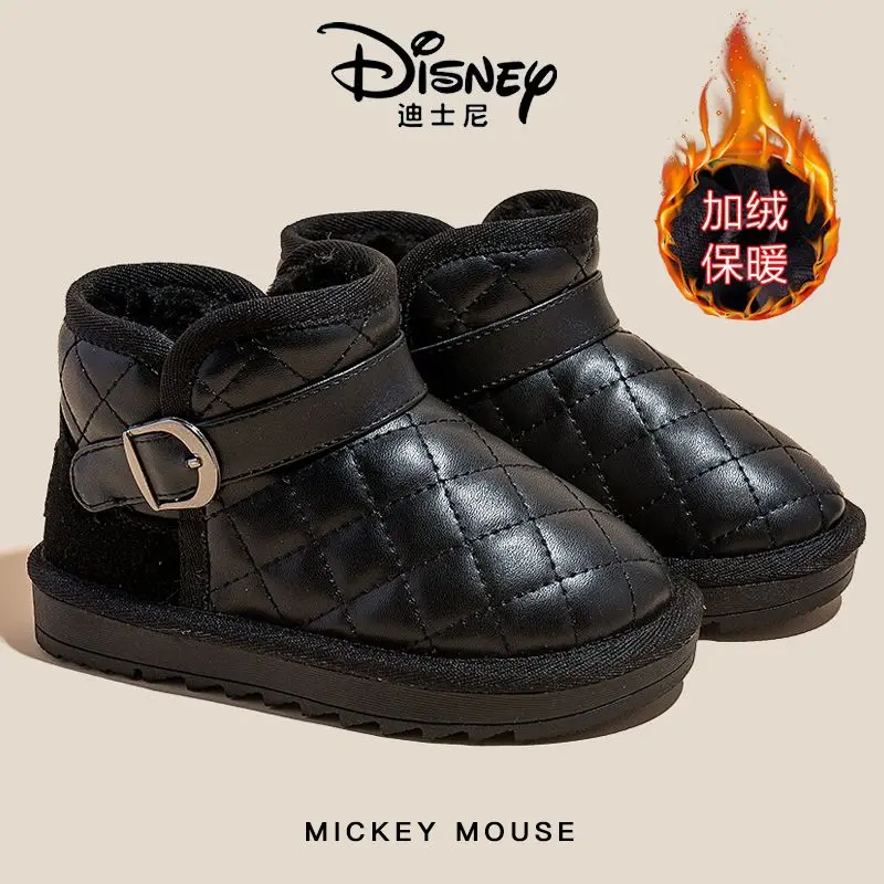 Disney dziecięce buty zimowe dziecięce bawełniane antypoślizgowe ciepłe chłopięce zimowe śniegowce myszka Mickey czarne beżowe buty