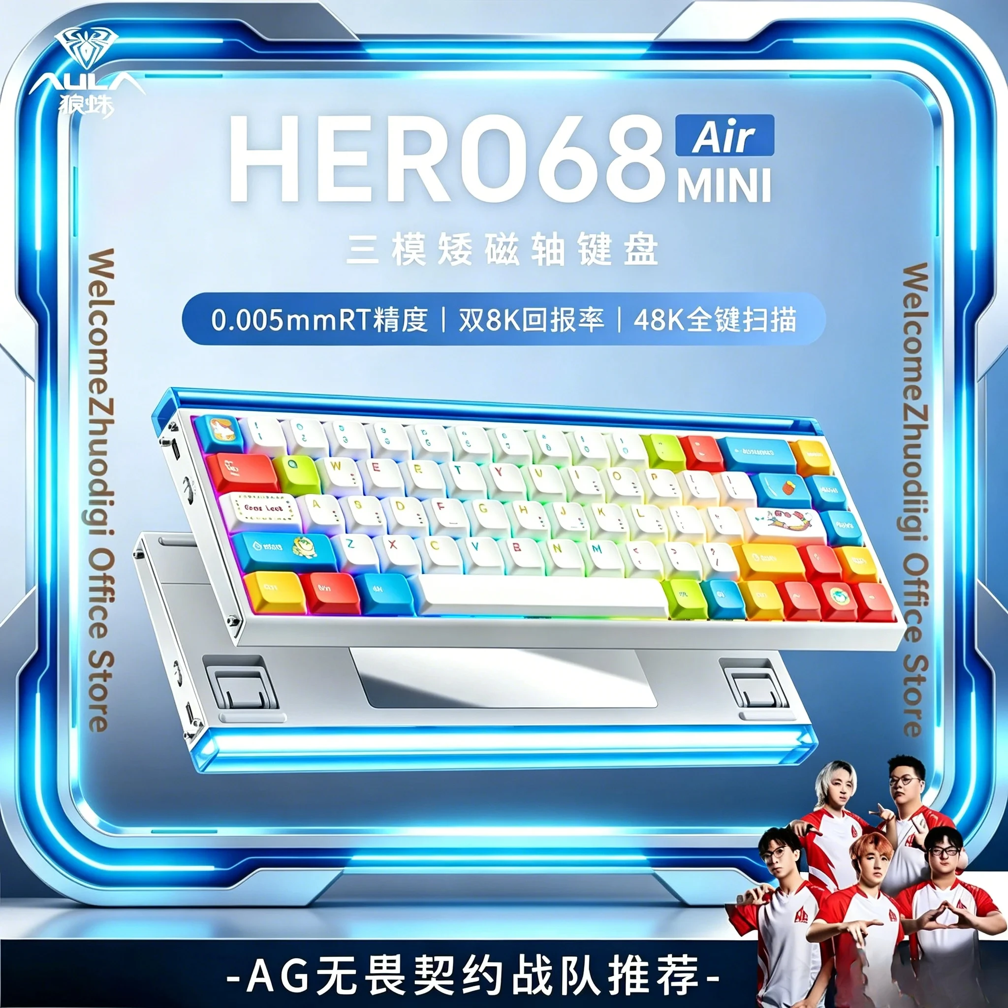 AULA HERO 68 Air Mini Magnetic Switch Keyboard Tri-mode Wireless RGB Gaming Keyboard 68 Keys Low Latency for FP Gifts