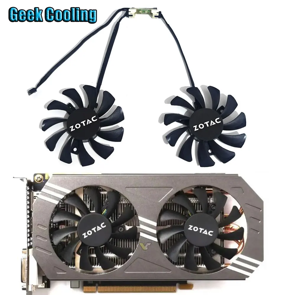 

NEW 2FAN 75MM 4PIN GA91S2H Graphics card cooling fan，For ZOTAC GeForce GTX 970 Dual Fan