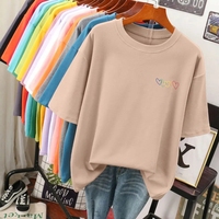 Plus Size 6XL 150KG Summer Women's Hearted Cotton Short Sleeve T-shirt O Neck Lady Tops Big Large Size T Shirt Woman Clothing