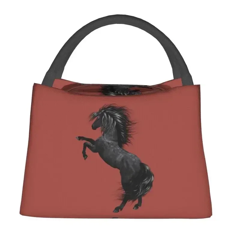 Horse Standing Lunch Bag Men Women Warm Cooler Insulated Lunch Boxes for Work Pinic or Travel