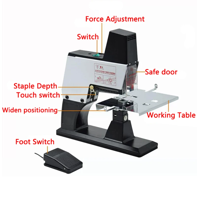 Stapler Large Automatic Heavy Duty Electric Stapler A3 A4 Bookbinding machine Labor-Saving Stapling machine Book Sewer Stitcher