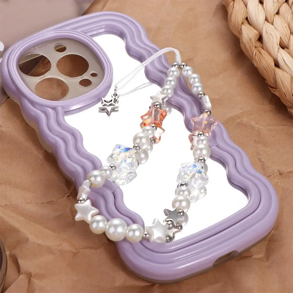 

Y2K Silver Cell Phone Strap Sweet Girl Hanging Cord Phone Lanyard Pendant Anti-Lost Beads Phone Chain Telephone Decor