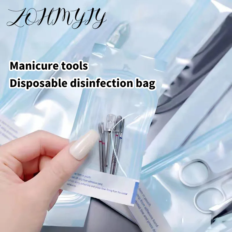 100pcs Self-Sealing Sterilization Pouches Bags 4 Size Disposable Nail Art Tattoo Sterilization Accessories Nail Tool Storage Bag