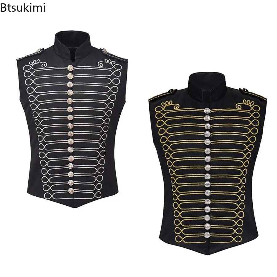 

2026 New Steampunk Men's Drummer Vest Marching Band Costume My Chemical Romance Cosplay Jacket Carnival Medieval King Costume