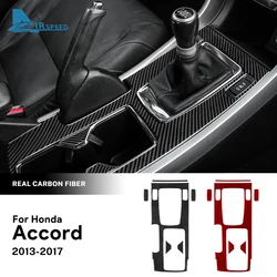 Real Soft Carbon Fiber Sticker For Honda Accord 2013 2014 2015 2016 2017 LHD Car Central Gear Shift Panel Interior Trim Cover