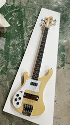 Left Handed 4 strings Electric Bass Guitar with White Pickguard,Rosewood Fingerboard,Chrome Hardware,Provide customization