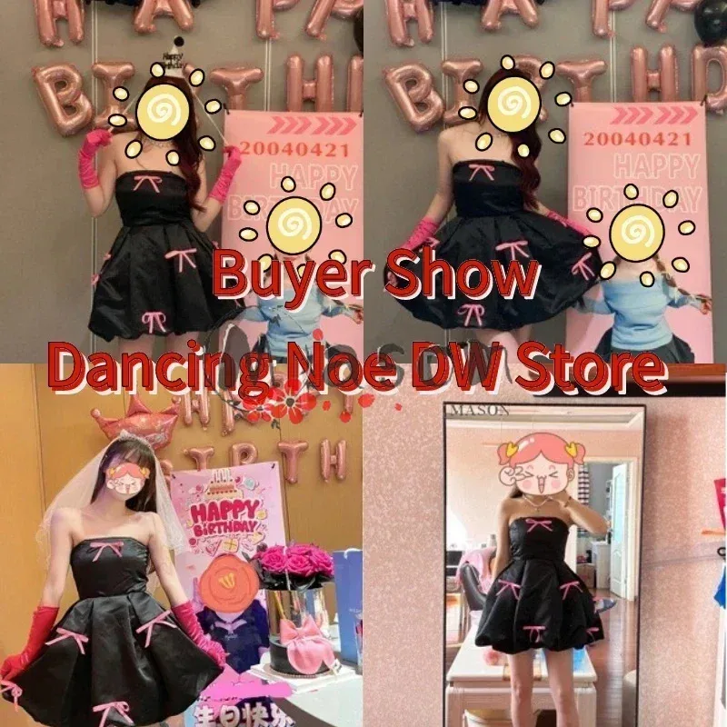 

CyNew Pole Dance Dress For Women Adult Black Sexy Bow Tutu Skirt Birthday Party Costumes Female Singer Jazz Dance Clothing DWY75