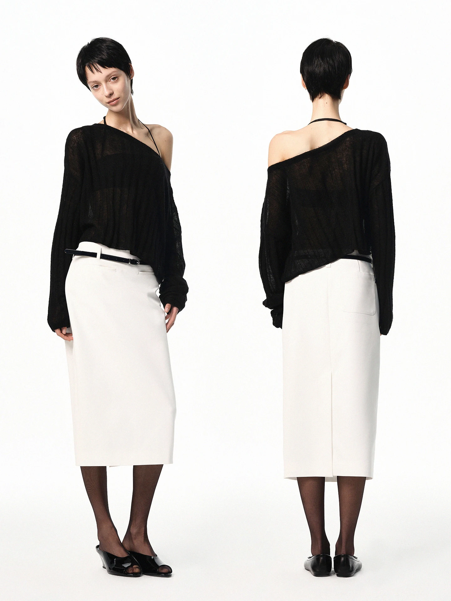 

Rarely Alike Classic Workwear Straight Split Skirt White mid Waist Polyester Lenzing Cotton Blend Spring 2026 China Made