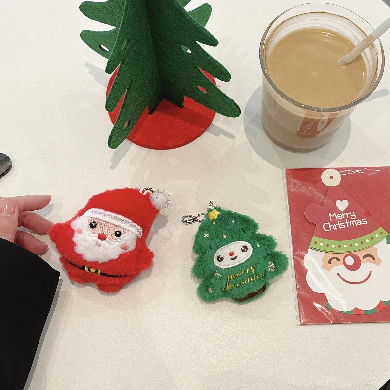 Porte-clés pendentif en peluche du père noël, breloque pour sac à dos Kawaii, décoration de poupée, cadeaux d'arbre de noël, ornement amusant