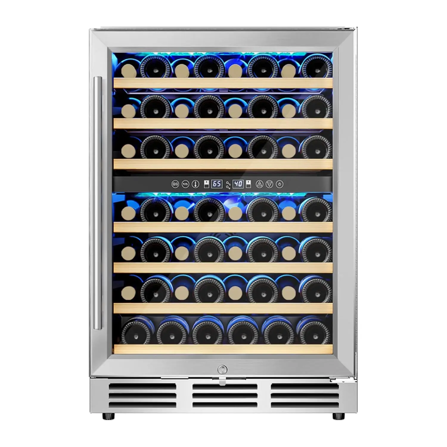 

EUHOMY 24 Inch Wine Cooler Refrigerator 54 Bottl-Dual Zone, Built-in or Freestanding Wine Fridge with Glass Door,, Customized
