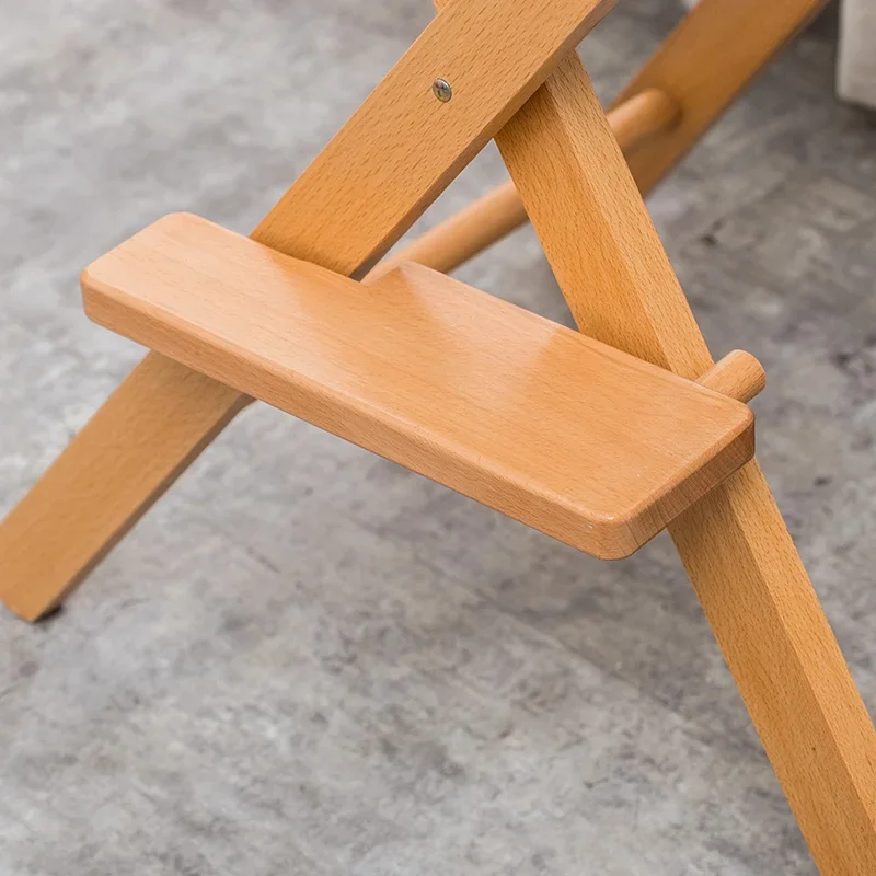 Solid Wood Director Chair, Foldable Canvas Bar Counter Leisure Garden Chair, Outdoor Prop, Office Makeup Backrest Chair