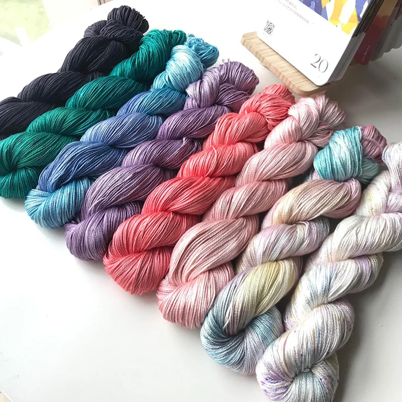 1 piece 50g Handpainted Lotus Yarns Silk 8 Soft Shiny Lace Weight Yarn, Cool and Skin Friendly Summer Yarn