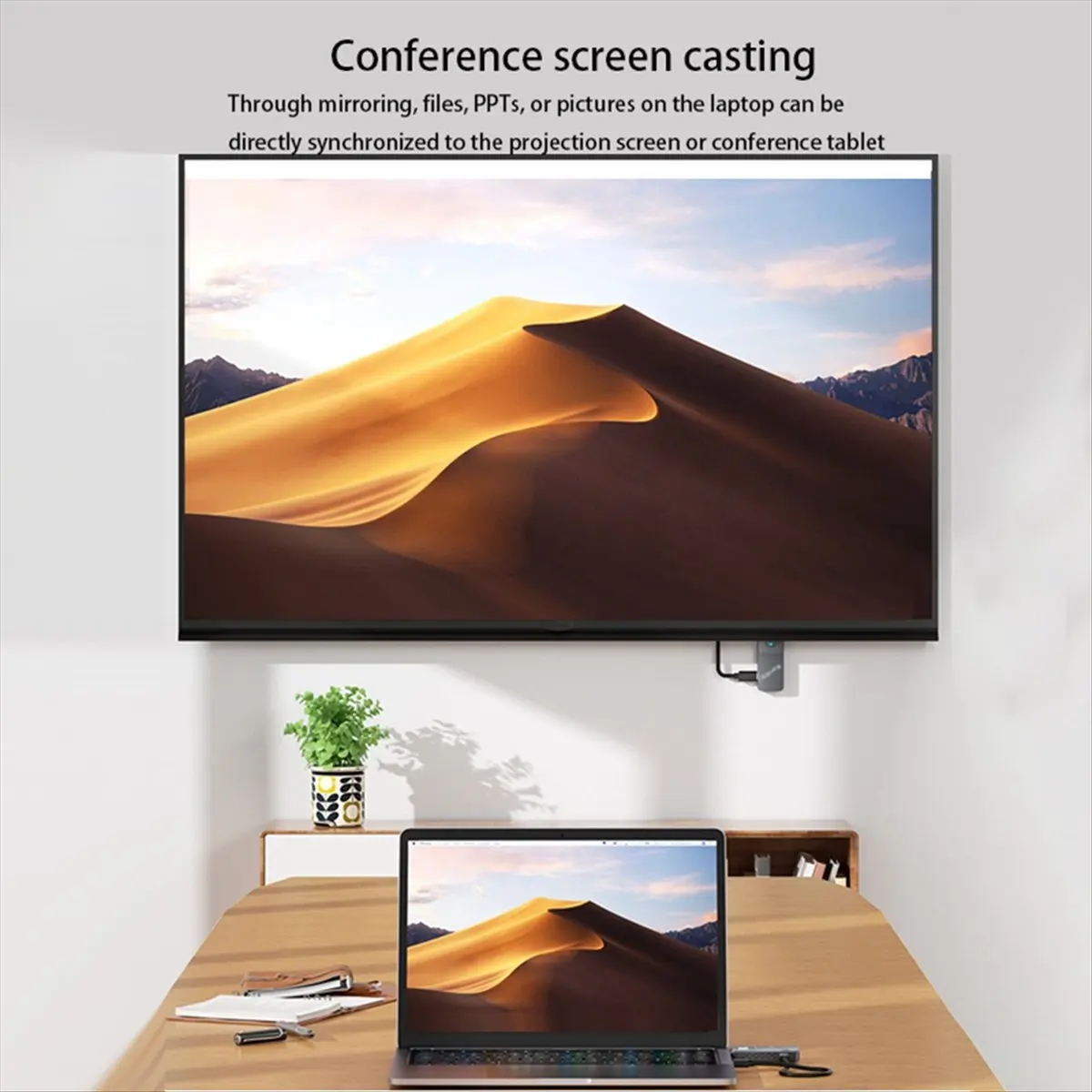 

Перфокуальный беспроводной HD-передатчик 5G, приемник с зеркалом экрана для ПК, телевизора, проектора, плавная потоковая передача видео и простая настройка