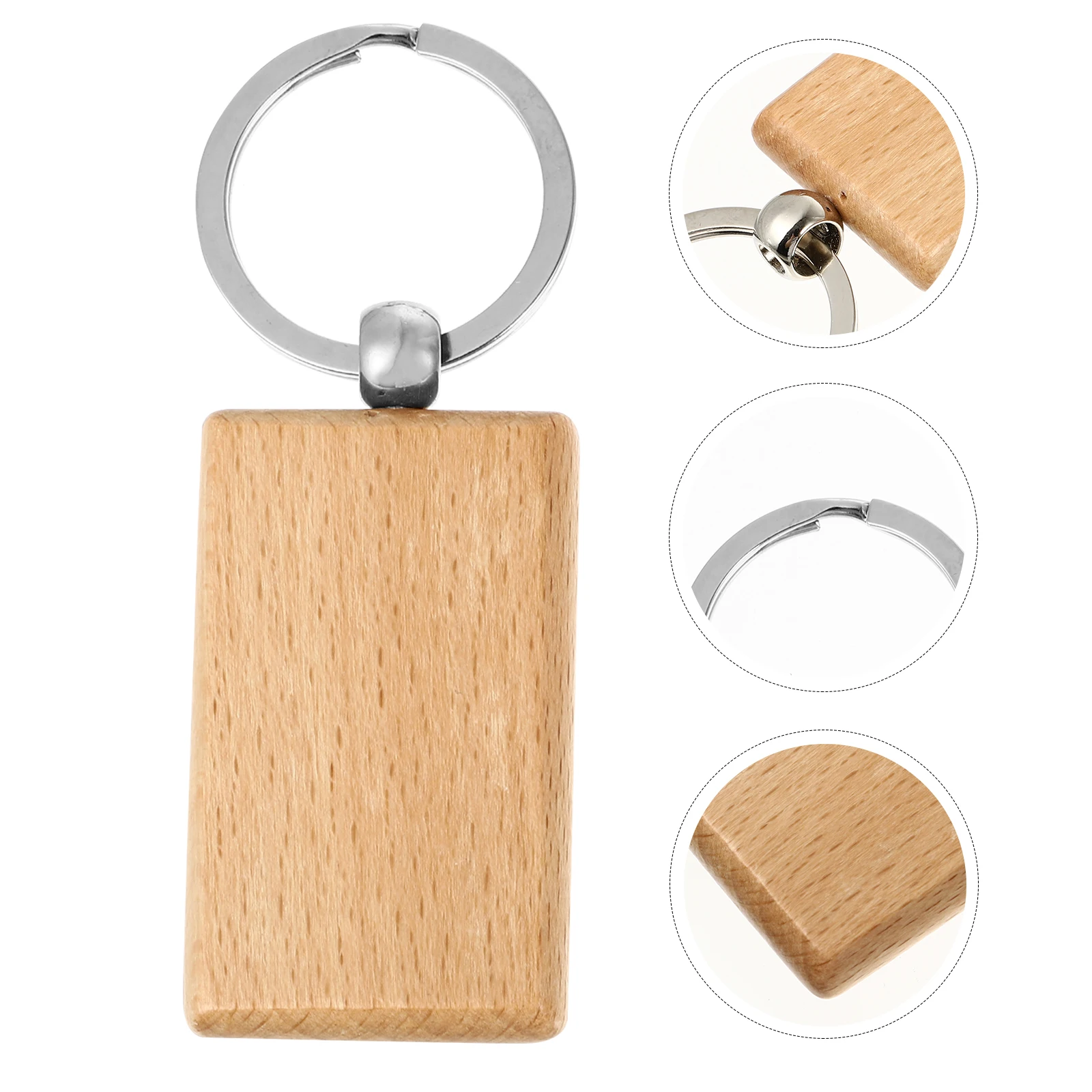 

6PCS Wooden Keychains for Men Creative Rectangle Shaped Personalized Smooth Cube Crafts Hanging Decor Keychain