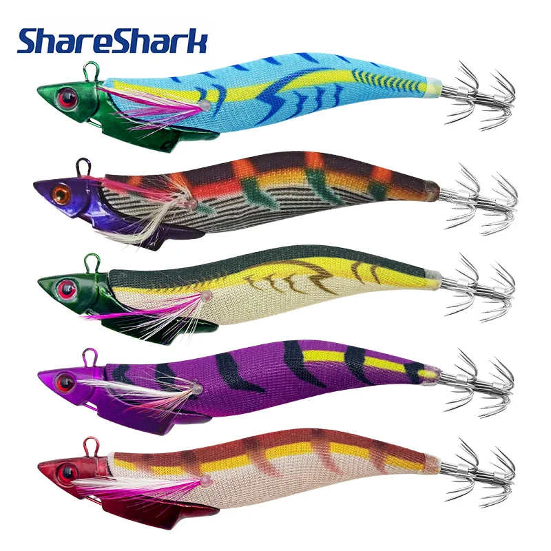 ShareShark 39g Anzol de Pesca Marítima Luminoso Tipo Guarda-Chuva de Madeira com Cabeça de Chumbo para Camarão, Lula e Sépia, Isca Artificial