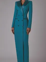 Chaqueta larga de doble botonadura para mujer, trajes de Color caramelo, ropa Formal para invitados de graduación y noche, Blazer de vestido personalizado, Otoño e Invierno