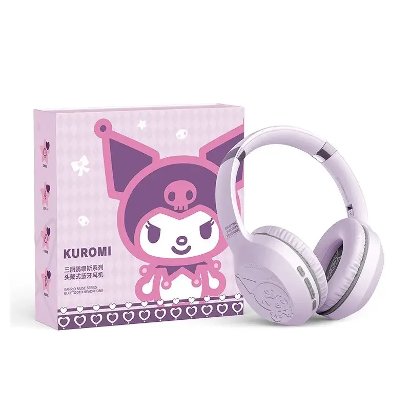 Hello Kitty kuromi Sanrio S05 postać z kreskówki montowany na głowie bezprzewodowy zestaw słuchawkowy Bluetooth kawaii śliczny zestaw słuchawkowy