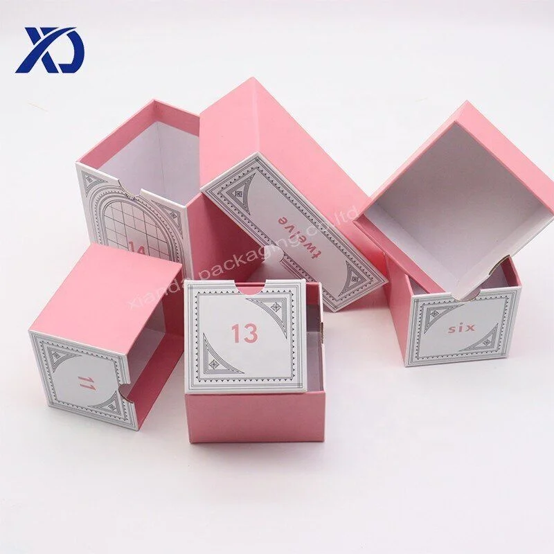 Festive Treat Empty 12Pcs 24Pcs Christmas Countdown Advent Calendar Gift Box Cosmetic Advent Calendar Custom Box With Tray